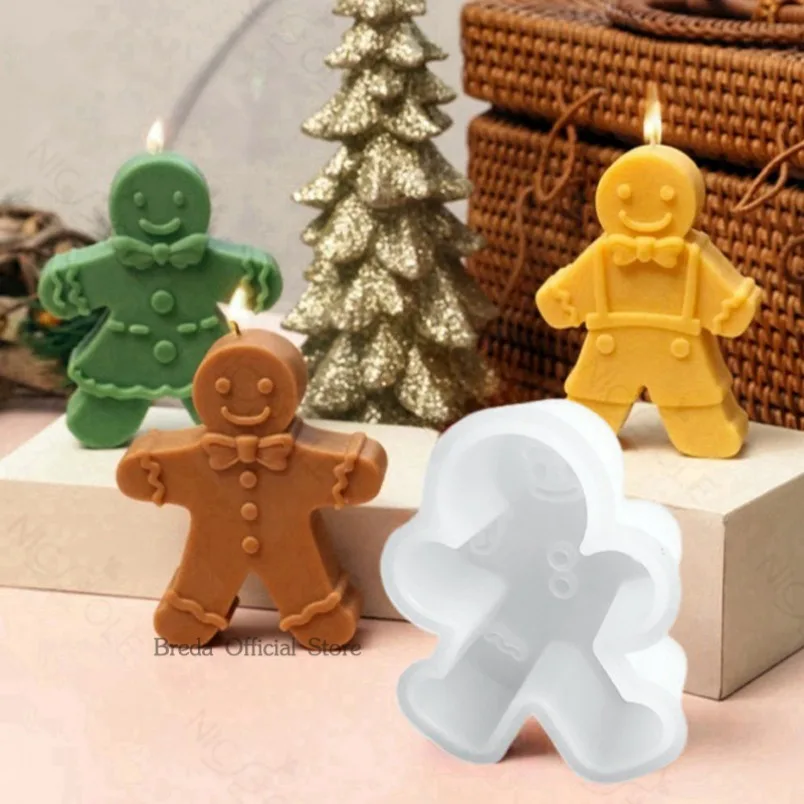 Resin Art Furniture - 3D スマイルジンジャーブレッドマンシリコーンキャンドルモールド DIY クリスマスギフト作成ツール手作り石鹸石膏樹脂工芸金型家の装飾