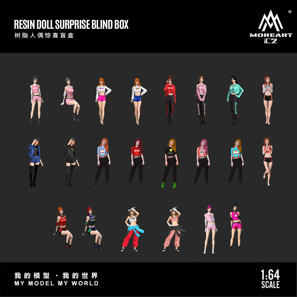 Resin Art Toys - モアアート 1:64 ハンドメイド レジン製フィギュア ブラインドボックス ミニ人物モデル