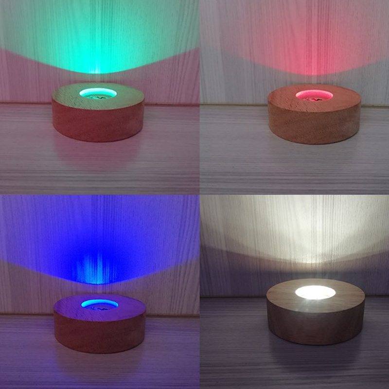 Resin Art Stand - 丸い木製LEDディスプレイ,ベーススタンド,3Dテーブルランプ,クリスタルガラス,樹脂製の芸術的な装飾品,8cm