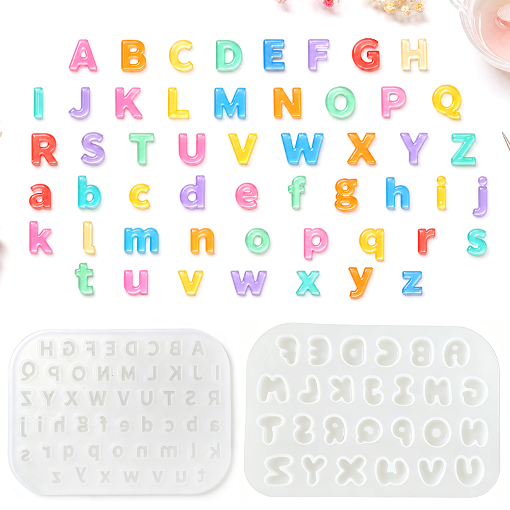 Resin Art Acrylic - S0321ミニサイズシリコンモールド DIYクリスタルエポキシ樹脂 大文字小文字文字ジュエリー製作 アルファベットモールド