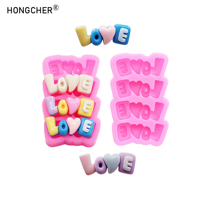 Resin Art Phone Case - LOVEレターシリコンモールドDIY電話ケースヘアアクセサリー頭飾り樹脂アクセサリー冷蔵庫水カップデコレーションモールド