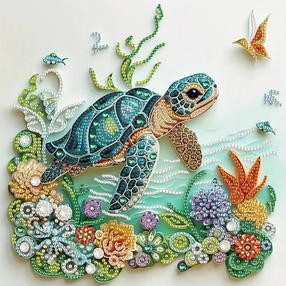 Resin Art For Beginner - 海亀動物ダイヤモンドペインティングキット 大人初心者向けDIY特殊形状ダイヤモンドアートキット クラフトキット ホームウォールデコ用