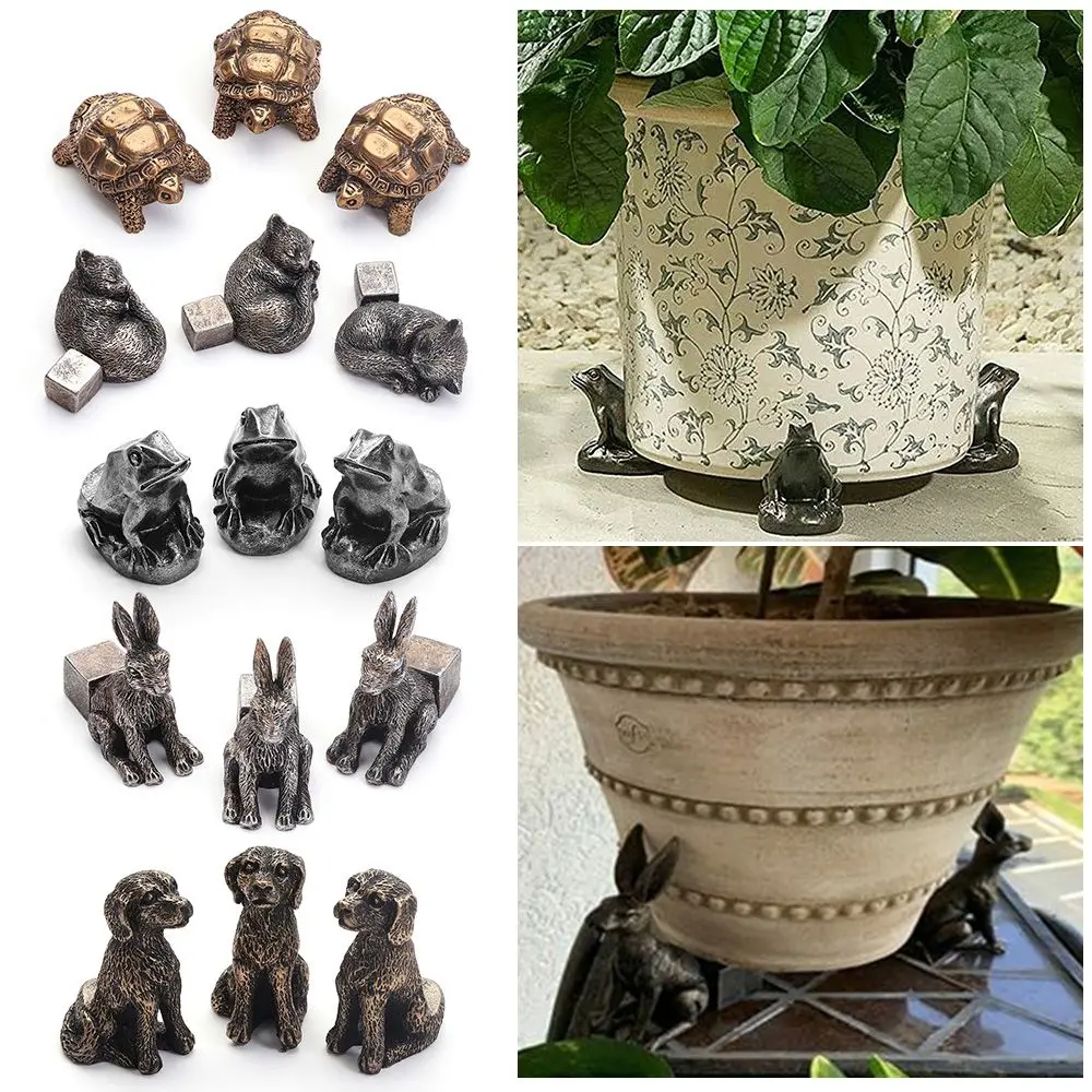 Resin Art Stand - 3個セット ガーデンデコレーション 動物型 樹脂製 植木鉢スタンド プラントポットフット