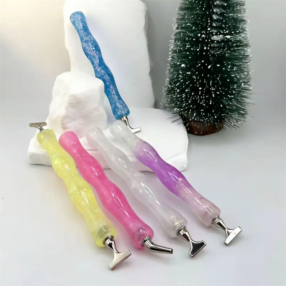 Resin Art Pen - 新しい波状樹脂製ダイヤモンドペインティングペン、ネジ式光沢ポイントドリルペン、人間工学に基づいたグリップ、ダイヤモンド刺繍ツールアクセサリー（ヘッドなし）