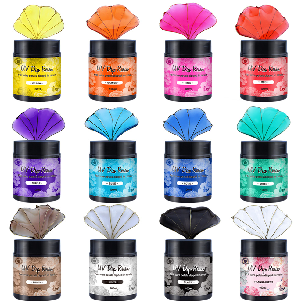 Resin Art Acrylic - 12色のUVディッピングレジン（ワイヤー形状用） – 1本あたり100g/3.6オンス、ジュエリー製作やクラフトDIYに最適。