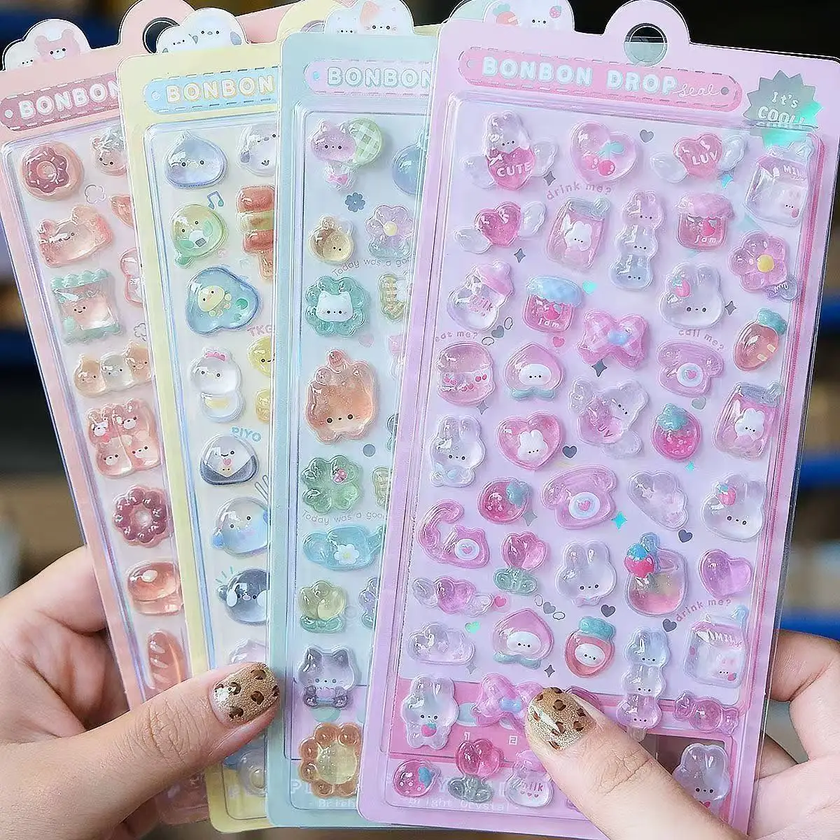 Resin Art Phone Case - =-=2027かわいい3Dゼリーレジンステッカーかわいい漫画スパークル透明デカールスクラップブッキング用電話ケースラップトップDIY装飾用