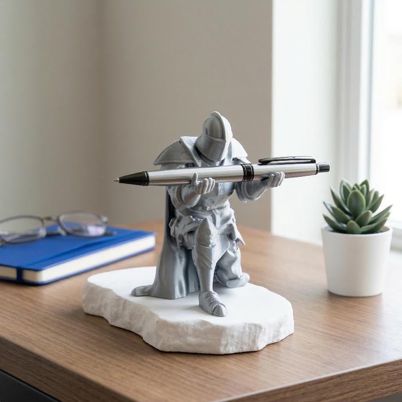 Resin Art Stand - 騎士ペンホルダー樹脂中世鎧デスクオーガナイザー画材オフィス用家の装飾アートペイント用絵筆収納スタンド