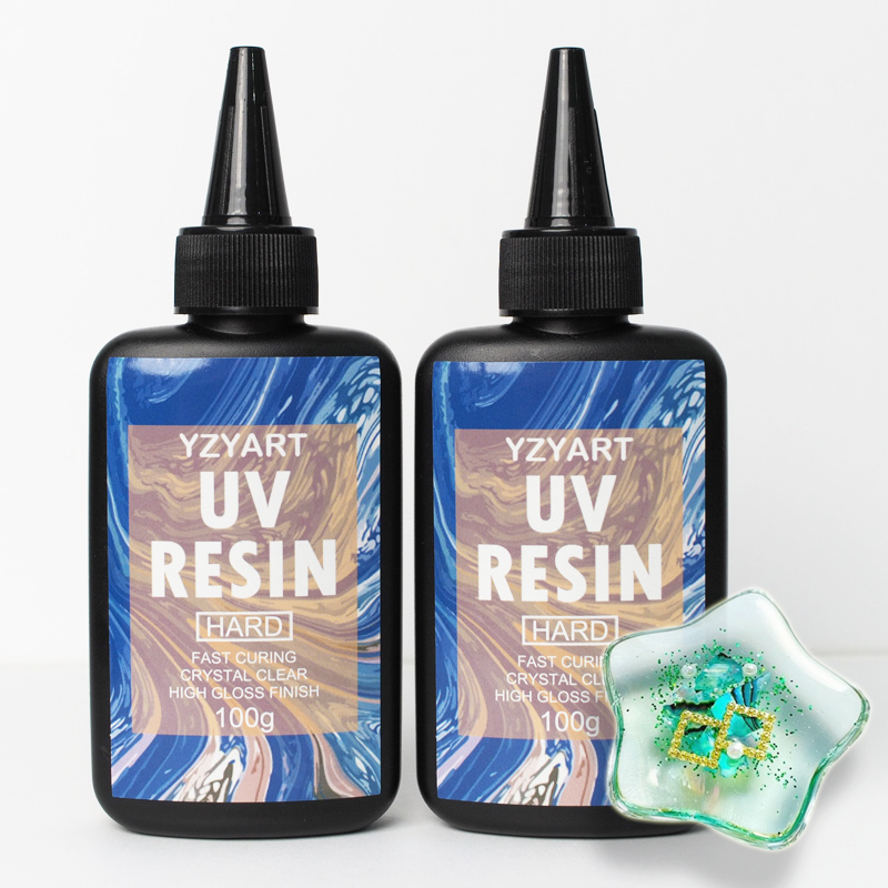 Resin Art For Beginner - アップグレードされた UV 樹脂ハードスターターハードタイプクリスタルクリア樹脂アートジュエリー作成キット初心者最速硬化エポキシ樹脂