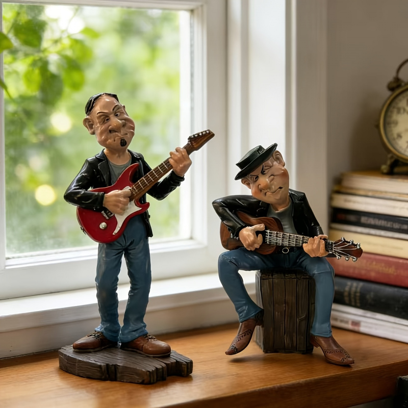 Resin Art Decoration Items - 奇抜なギタリスト像の装飾品、手描きの樹脂製ミュージシャン装飾置物、絶妙なインテリア装飾品