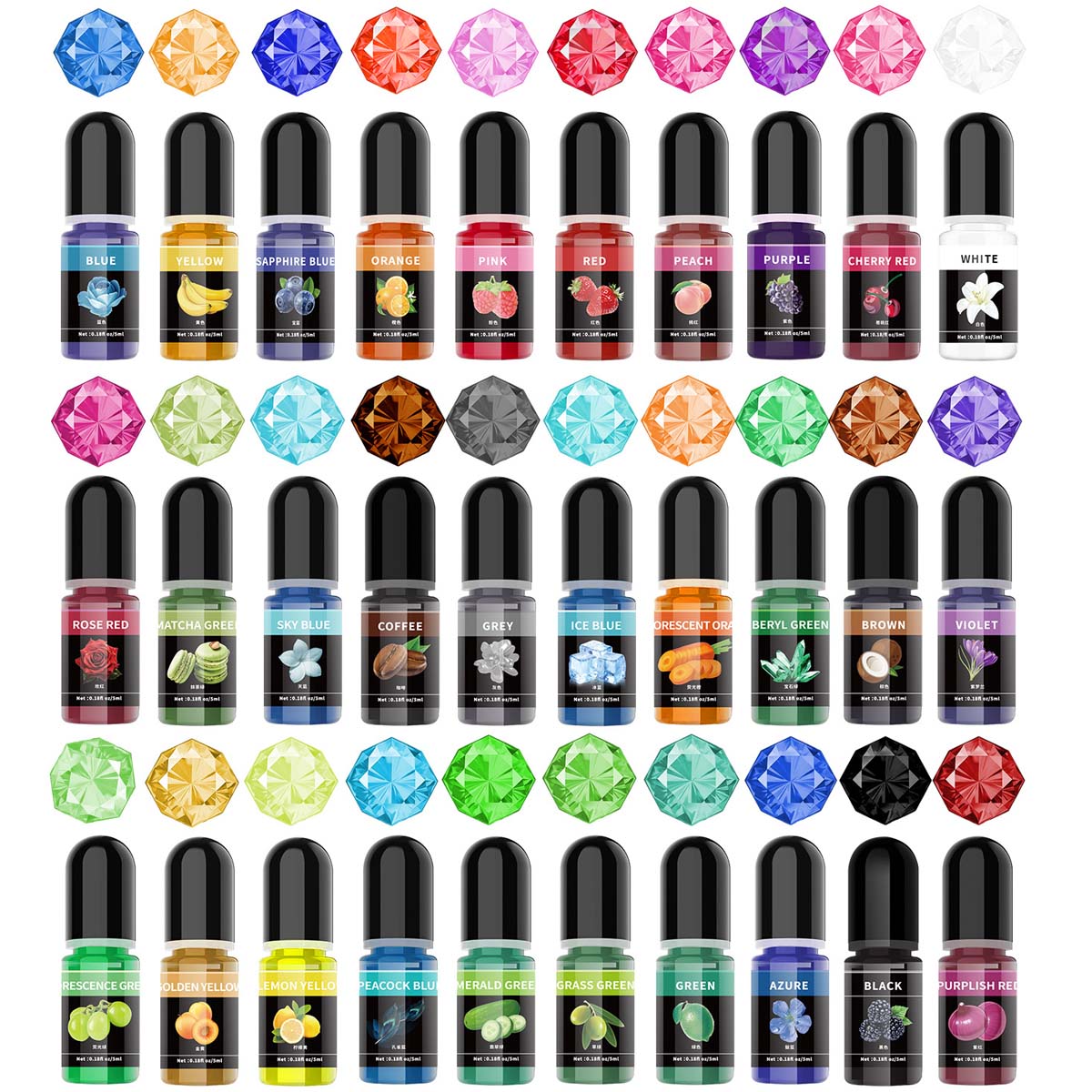 Epoxy Resin Ab - 5ml/ボトル エポキシ樹脂顔料 液体着色剤 染料 ユニバーサルエポキシ樹脂顔料 UV