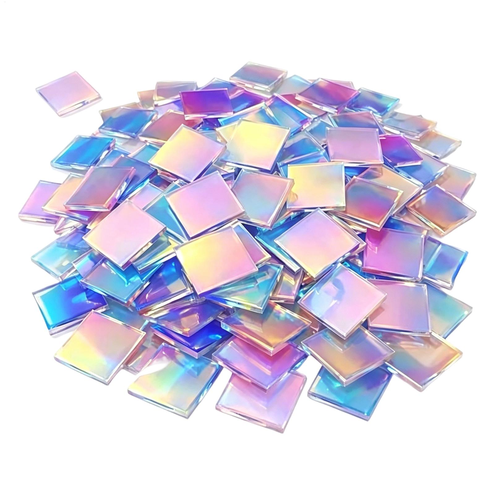 Resin Art Acrylic - ミニアクリルシート 100枚 レインボーホログラフィックアクリル正方形 ミニ両面ブロック モザイクアート ジュエリー樹脂クラフト用品