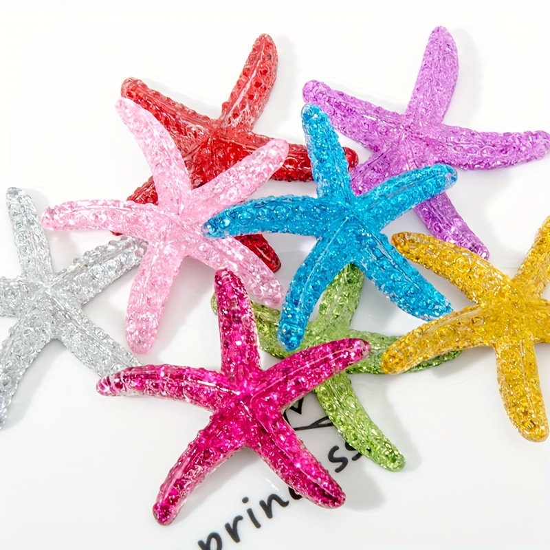 Resin Art Furniture - 10個入り 1.57インチ レジン製ヒトデ、ミニオーナメント、家の装飾、部屋、パーティー、水槽、DIYジュエリー作り用アクセサリー