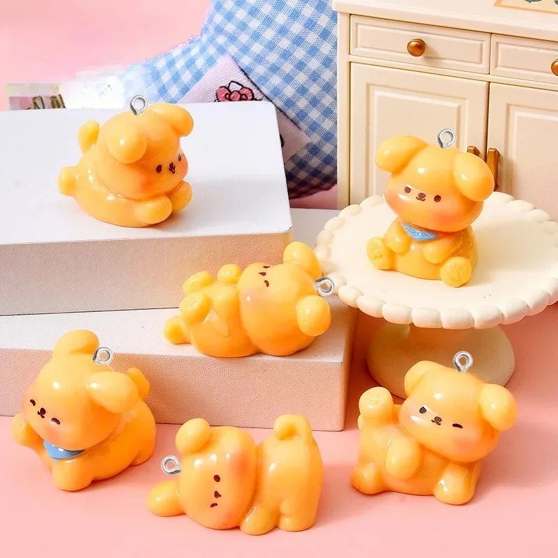 Resin Art Acrylic - 10 個かわいい漫画犬アクリル樹脂チャームミニペンダント DIY ジュエリー作りブレスレットネックレスイヤリングキーホルダーバッグ装飾用
