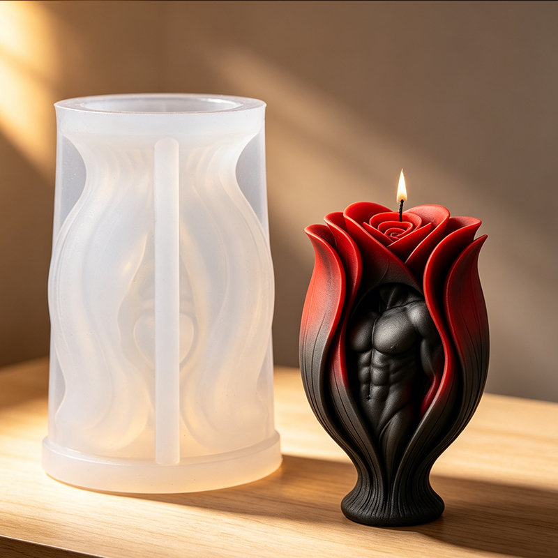 Resin Art Furniture - ローズマッスルマンボディキャンドルシリコンモールド3Dトルソーマン彫刻アロマセラピーソープクラフトオーナメントエポキシ樹脂モールドホームデコレーション