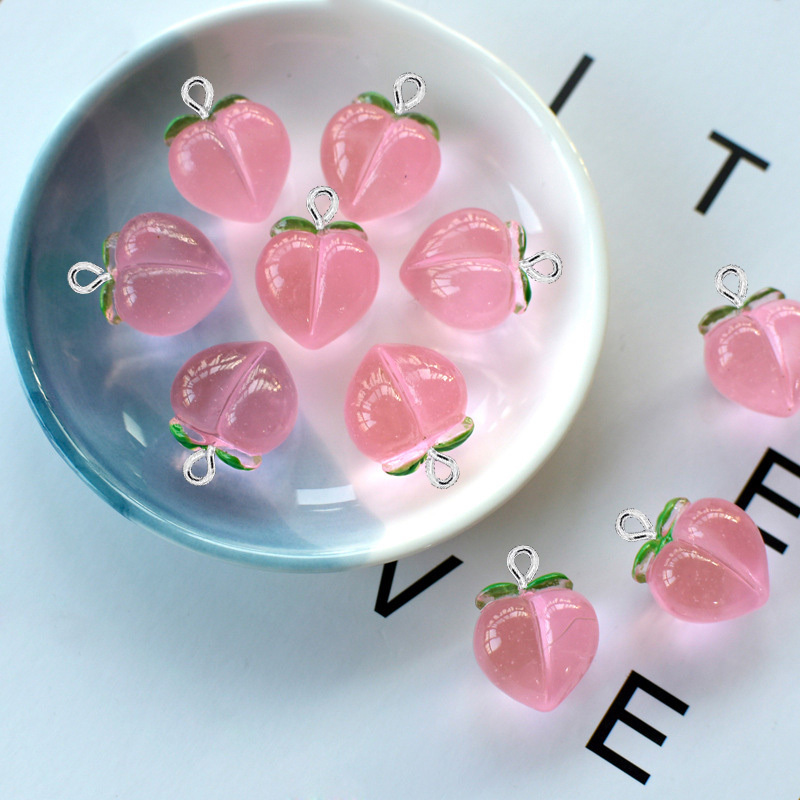 10 個新しい透明ピーチフラット樹脂チャームペンダントジュエ - Resin Art Keychain のレビューと価格