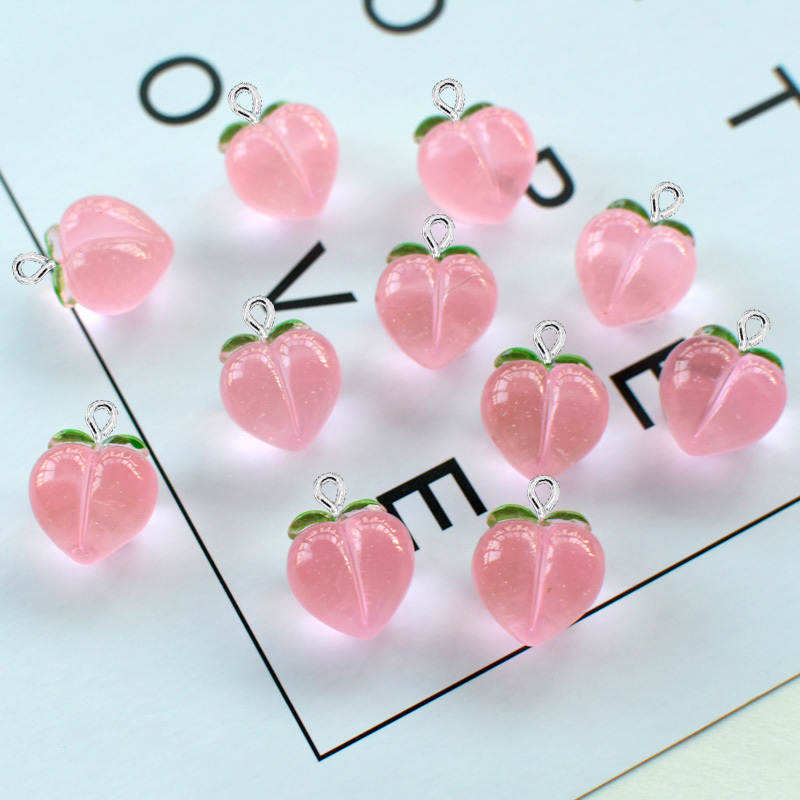 10 個新しい透明ピーチフラット樹脂チャームペンダントジュエ - Resin Art Keychain のレビューと価格