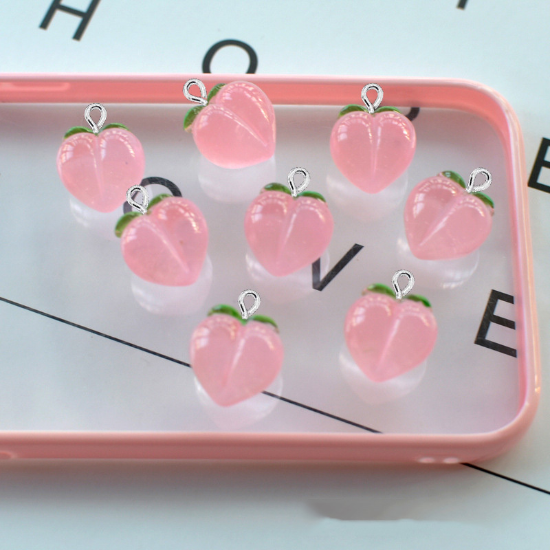 10 個新しい透明ピーチフラット樹脂チャームペンダントジュエ - Resin Art Keychain のレビューと価格
