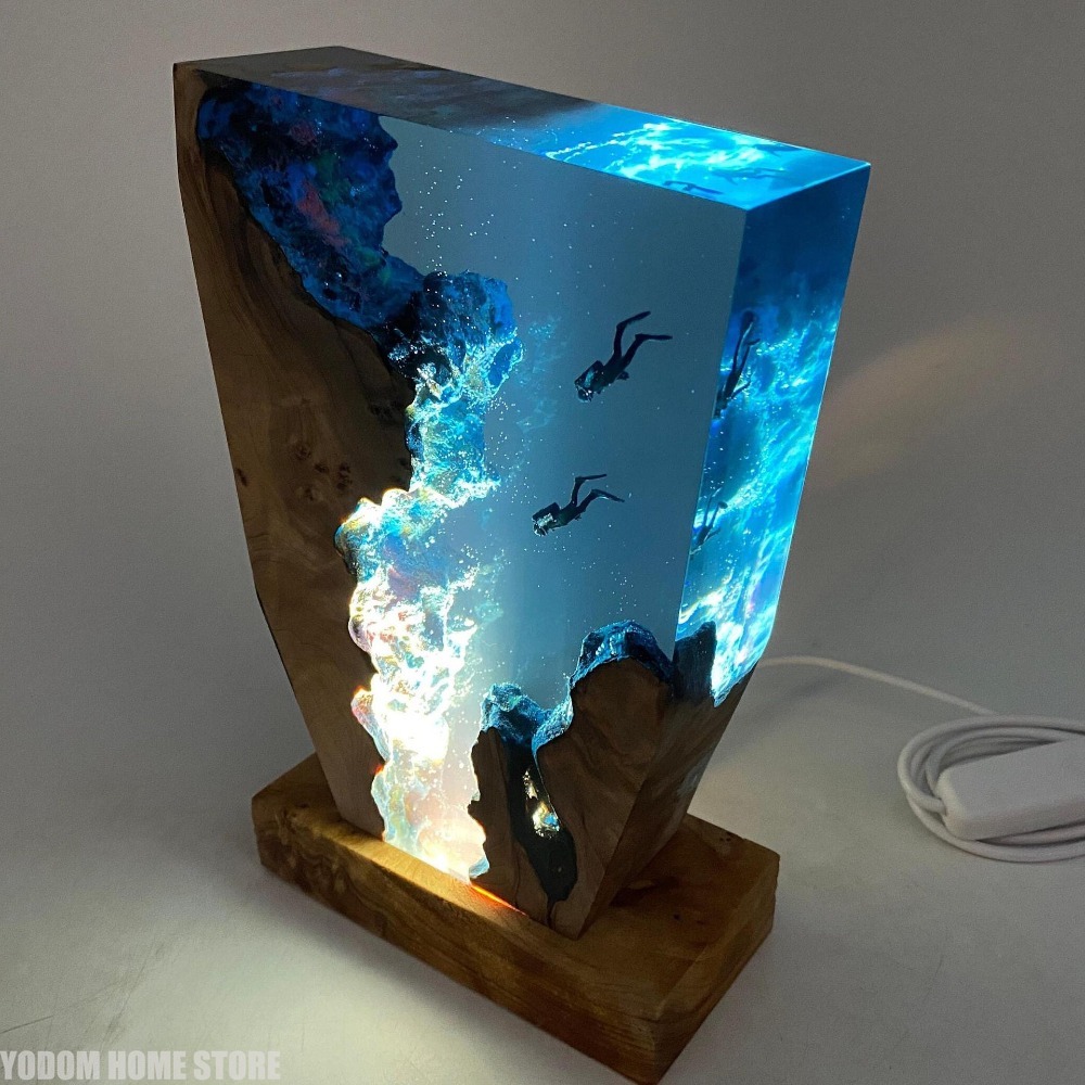 新しい海底世界生物樹脂テーブルライト創造的なアート装飾ランプ - Resin Art World のレビューと価格