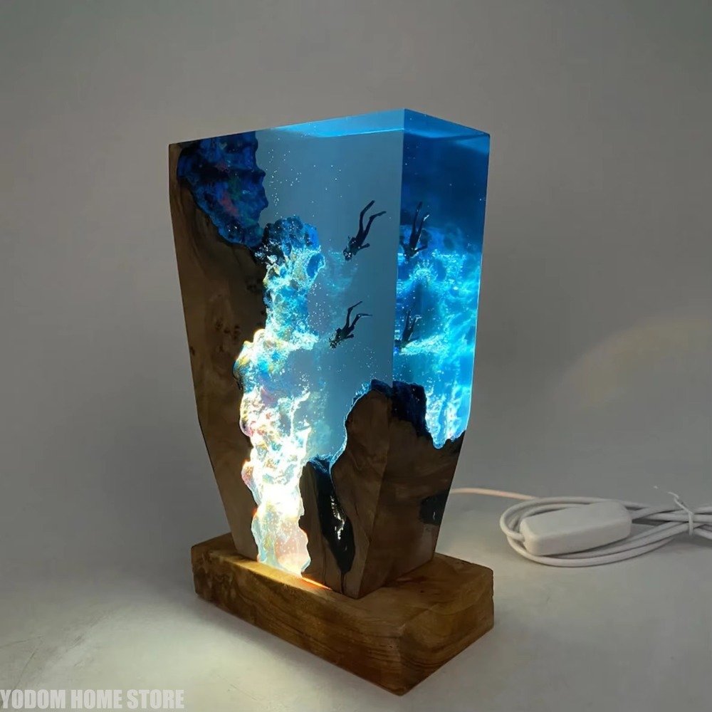 新しい海底世界生物樹脂テーブルライト創造的なアート装飾ランプ - Resin Art World のレビューと価格