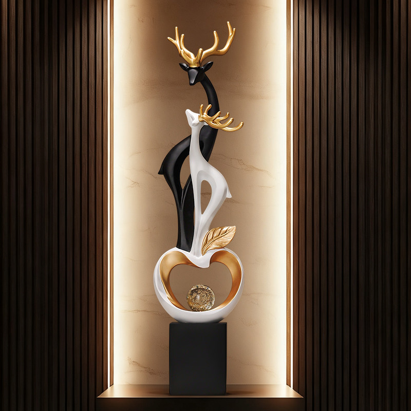 家の装飾 抽象的な鹿のペアアート彫刻 玄関装飾 高級リビング - Resin Art Stand のレビューと価格