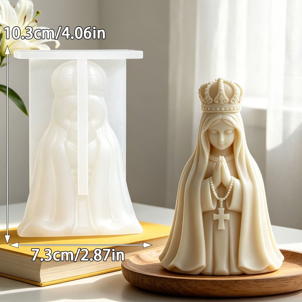 3Dクラウン聖母マリアシリコンキャンドル型 祈りの少女の形  - Resin Art Furniture のレビューと価格