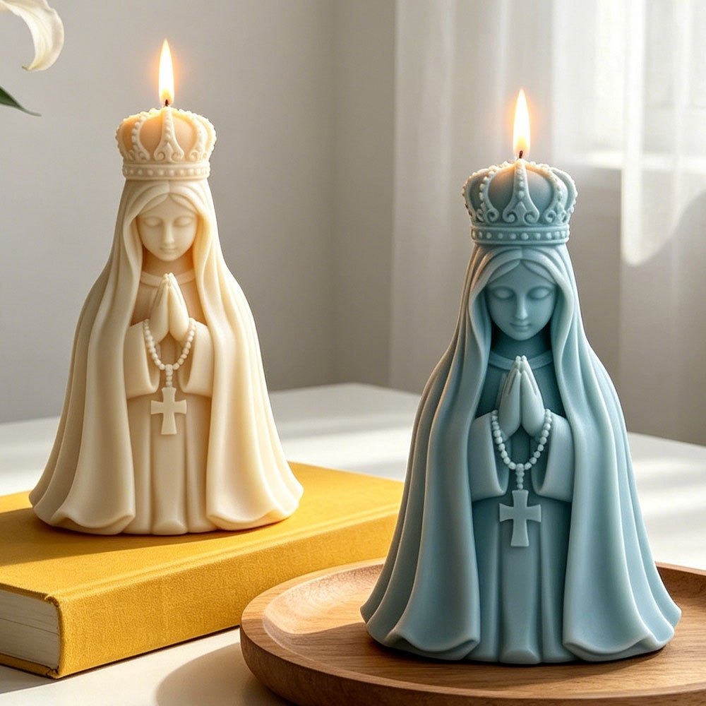 3Dクラウン聖母マリアシリコンキャンドル型 祈りの少女の形  - Resin Art Furniture のレビューと価格