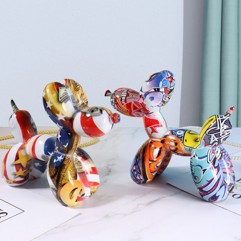 気まぐれな水転写バルーン犬の彫刻-リビングルーム/玄関用のま - Resin Art Stand のレビューと価格
