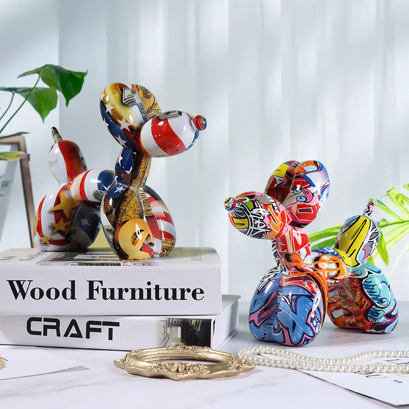 気まぐれな水転写バルーン犬の彫刻-リビングルーム/玄関用のま - Resin Art Stand のレビューと価格