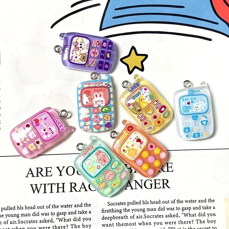 10個入り ランダムミックス かわいい漫画の電話とウサギのレ - Resin Art Keychain のレビューと価格