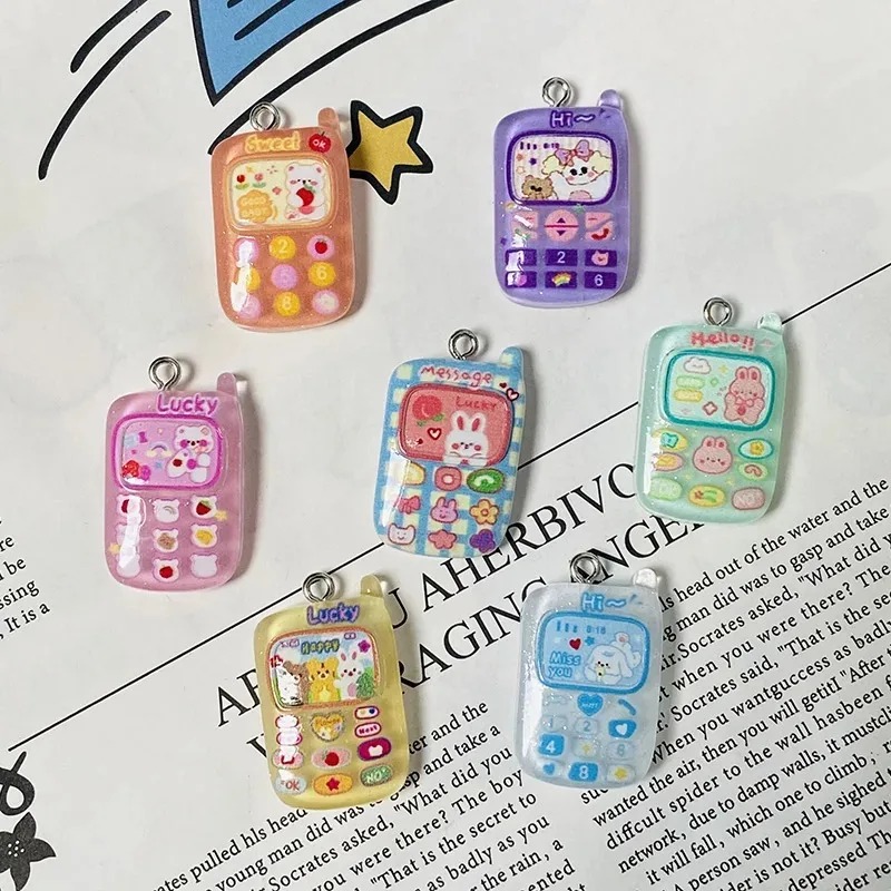 10個入り ランダムミックス かわいい漫画の電話とウサギのレ - Resin Art Keychain のレビューと価格