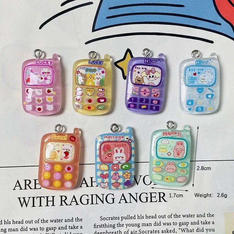 10個入り ランダムミックス かわいい漫画の電話とウサギのレ - Resin Art Keychain のレビューと価格