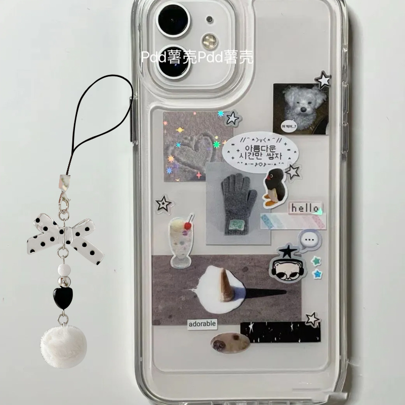ペンギン犬 韓国風 シンプルコラージュ クリエイティブ スマ - Resin Art Phone Case のレビューと価格