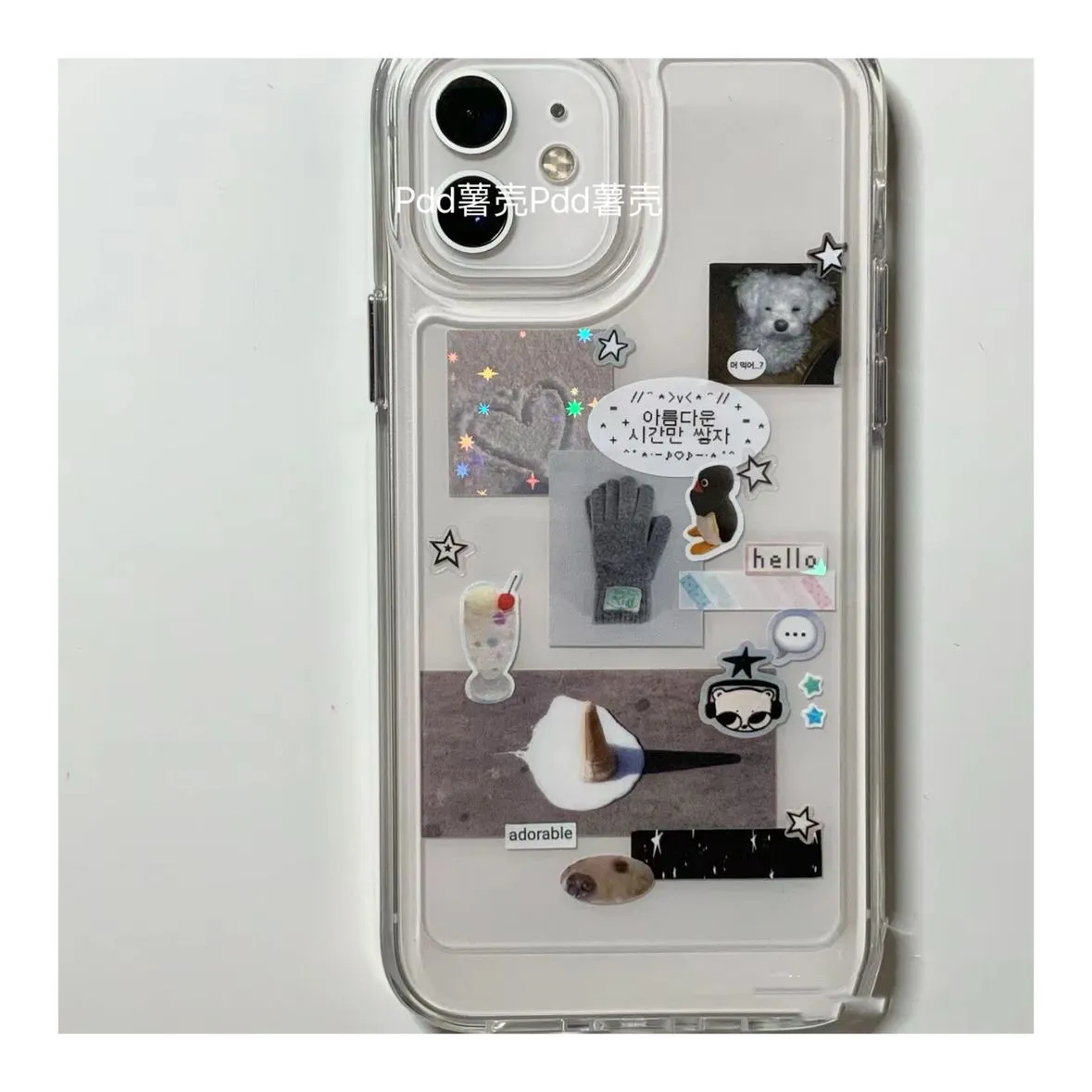 ペンギン犬 韓国風 シンプルコラージュ クリエイティブ スマ - Resin Art Phone Case のレビューと価格