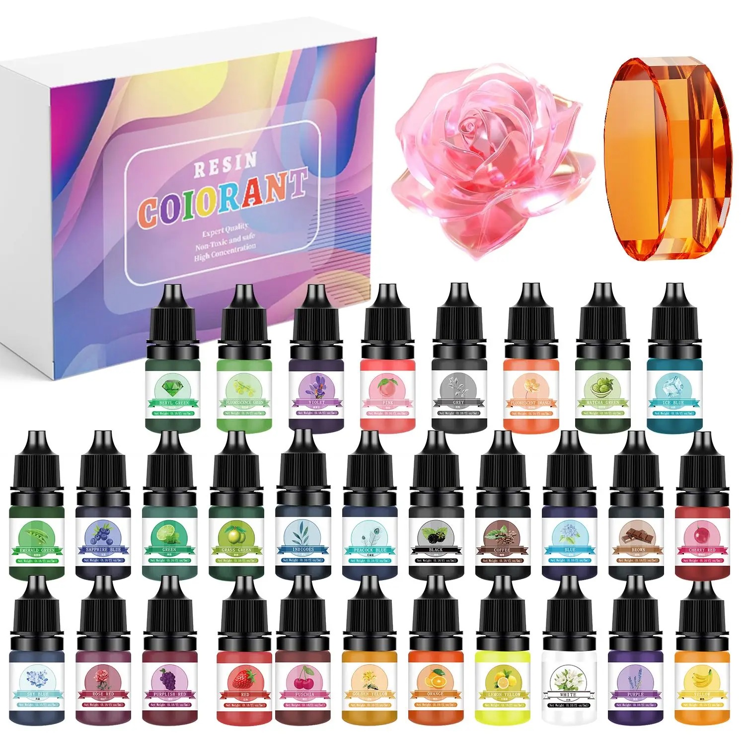 30色 5ml エポキシ樹脂顔料キット 液体着色剤 DIY  - Resin Dye Opaque のレビューと価格