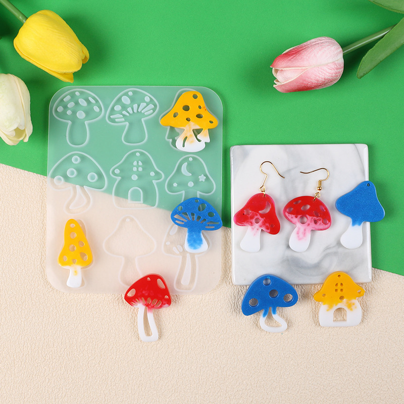 マルチスタイルキノコイヤリングペンダント穴あきシリコーン型  - Resin Art Acrylic のレビューと価格