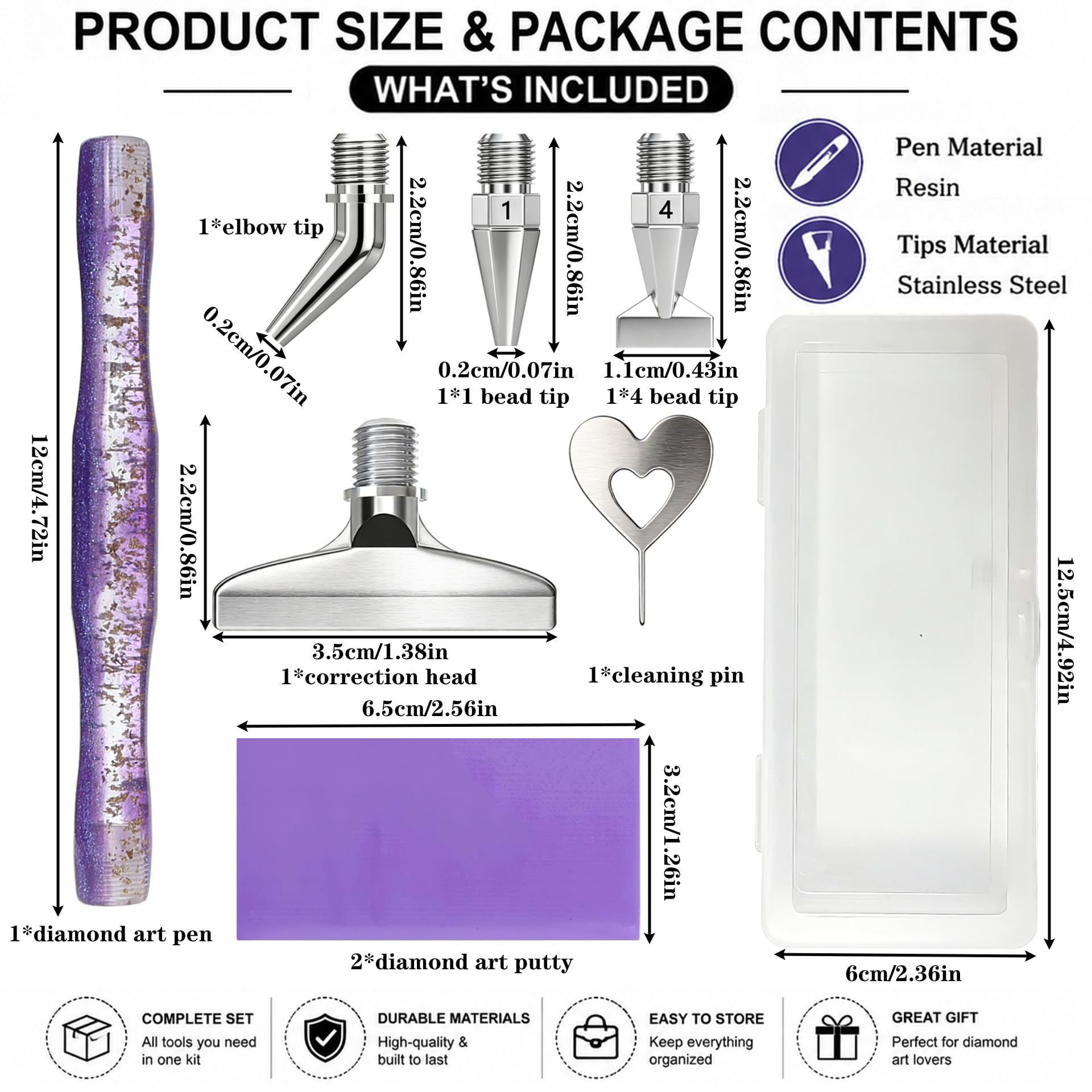 ダイヤモンドペインティングアートペン、曲がったペン先、サイズ - Resin Art Pen のレビューと価格