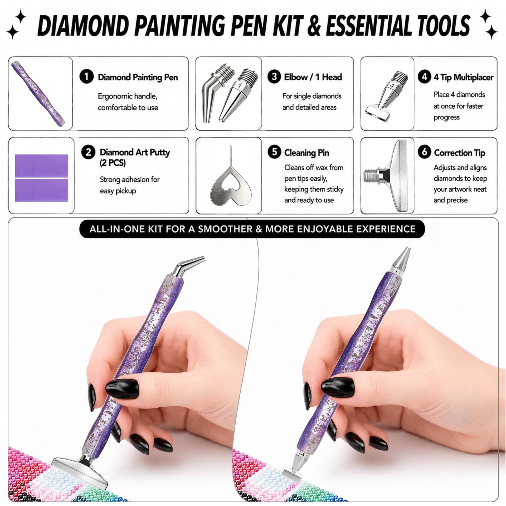 ダイヤモンドペインティングアートペン、曲がったペン先、サイズ - Resin Art Pen のレビューと価格