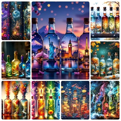 魔法のボトル風景ダイヤモンドペインティング、世界のランドマー - Resin Art World のレビューと価格
