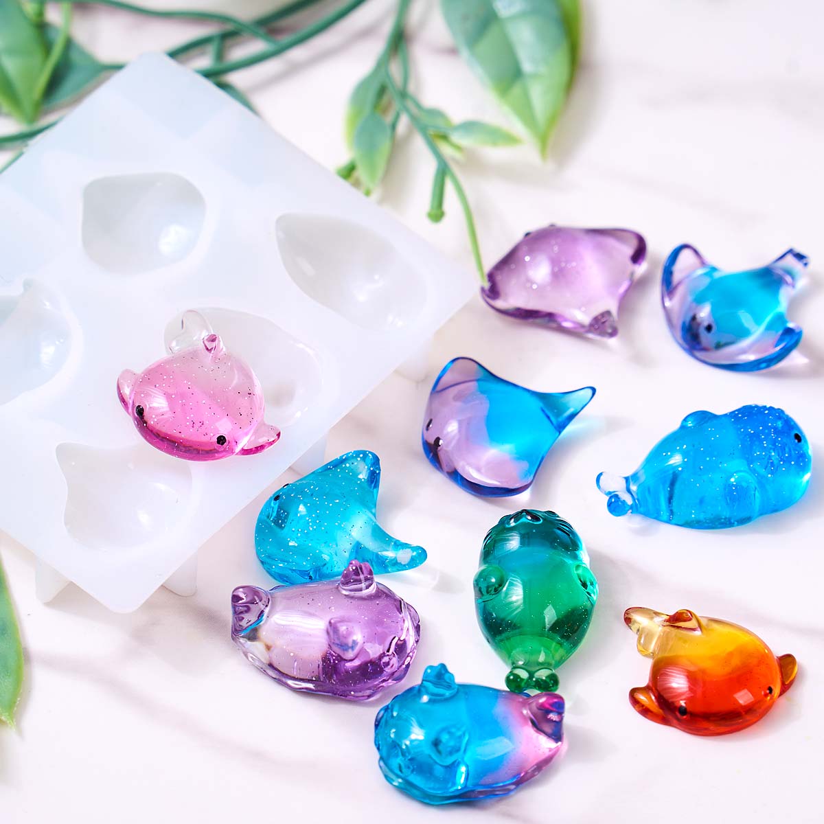 3Dヒーリング可愛いマンタ鯨シリコンモールドDIYキーホルダ - Resin Art A Keychain のレビューと価格