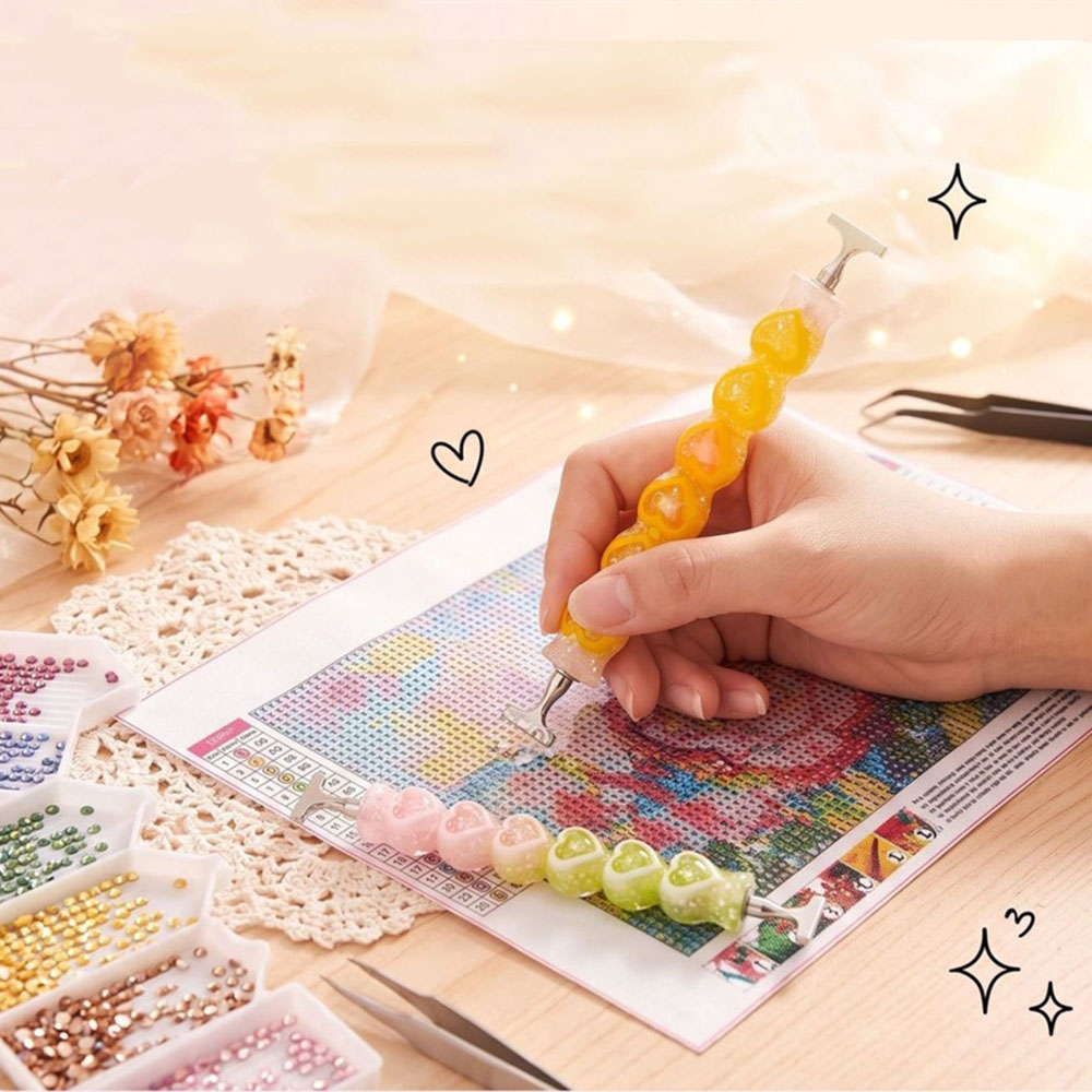 新しいハート型のダイヤモンドペイント用ペン。光沢のある樹脂製 - Resin Art Pen のレビューと価格