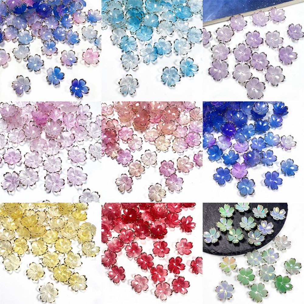 50個/ロット 19mm アクリル製桜の花ビーズ 花びらチャ - Resin Art Acrylic のレビューと価格
