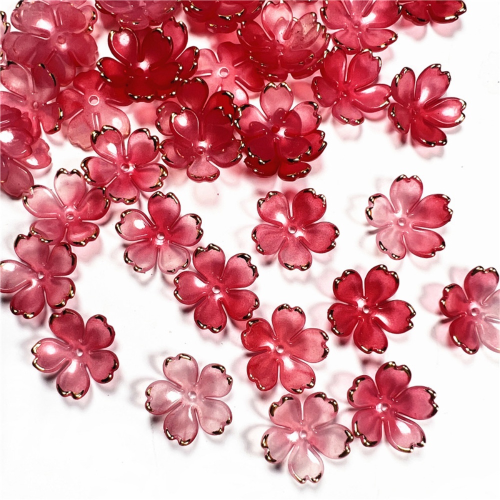 50個/ロット 19mm アクリル製桜の花ビーズ 花びらチャ - Resin Art Acrylic のレビューと価格