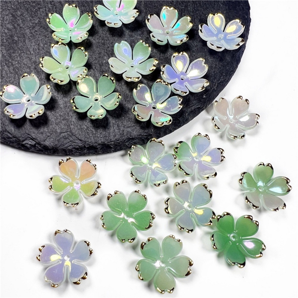 50個/ロット 19mm アクリル製桜の花ビーズ 花びらチャ - Resin Art Acrylic のレビューと価格