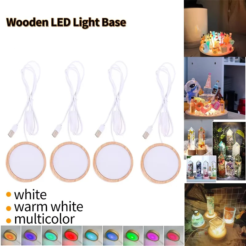 LED ナイトライトベース 3D 装飾木製ホルダー USB  - Resin Art Stand のレビューと価格