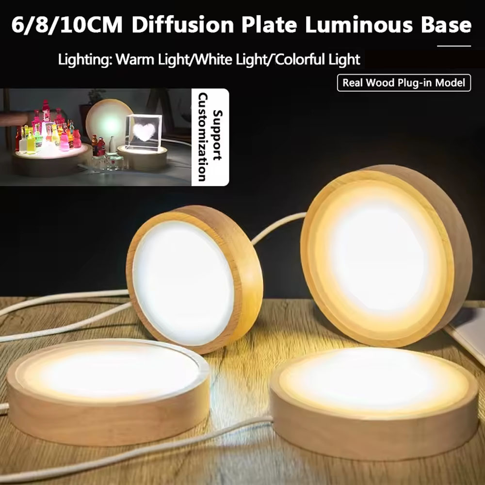LED ナイトライトベース 3D 装飾木製ホルダー USB  - Resin Art Stand のレビューと価格