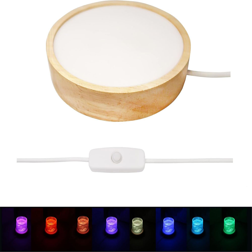 LED ナイトライトベース 3D 装飾木製ホルダー USB  - Resin Art Stand のレビューと価格
