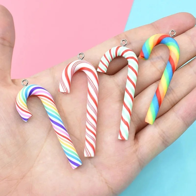 10個入り かわいい大型ポリマークレイ クリスマスキャンディ - Resin Art Keychain のレビューと価格